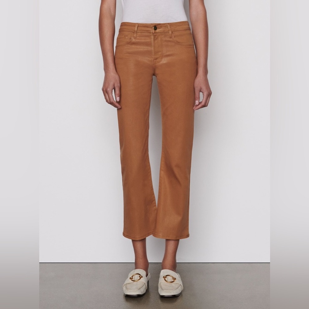 NWT FRAME Denim Le Crop Mini Boot Coated Denim - Vicuna in Size 26